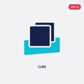 Two color cube vector icon from education 2 concept. isolated blue cube vector sign symbol can be use for web, mobile and logo. Royalty Free Stock Photo