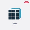 Two color cubes vector icon from kid and baby concept. isolated blue cubes vector sign symbol can be use for web, mobile and logo Royalty Free Stock Photo