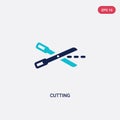 Two color cutting vector icon from creative pocess concept. isolated blue cutting vector sign symbol can be use for web, mobile