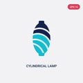 Two color cylindrical lamp vector icon from art concept. isolated blue cylindrical lamp vector sign symbol can be use for web, Royalty Free Stock Photo