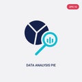 Two color data analysis pie chart vector icon from business and analytics concept. isolated blue data analysis pie chart vector