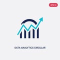 Two color data analytics circular vector icon from business and analytics concept. isolated blue data analytics circular vector