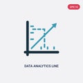 Two color data analytics line graphic vector icon from seo and web concept. isolated blue data analytics line graphic vector sign