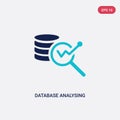 Two color database analysing vector icon from business and analytics concept. isolated blue database analysing vector sign symbol