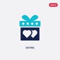 Two color dating vector icon from love & wedding concept. isolated blue dating vector sign symbol can be use for web, mobile and Royalty Free Stock Photo