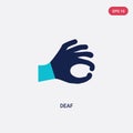 Two color deaf vector icon from gestures concept. isolated blue deaf vector sign symbol can be use for web, mobile and logo. eps Royalty Free Stock Photo