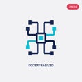 Two color decentralized vector icon from cryptocurrency economy concept. isolated blue decentralized vector sign symbol can be use