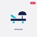 Two color deckchair vector icon from general concept. isolated blue deckchair vector sign symbol can be use for web, mobile and