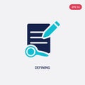 Two color defining vector icon from edit tools concept. isolated blue defining vector sign symbol can be use for web, mobile and