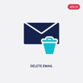 Two color delete email vector icon from communications concept. isolated blue delete email vector sign symbol can be use for web,