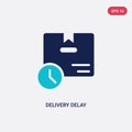 Two color delivery delay vector icon from delivery and logistics concept. isolated blue delivery delay vector sign symbol can be