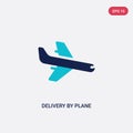 Two color delivery by plane vector icon from delivery and logistics concept. isolated blue delivery by plane vector sign symbol