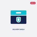 Two color delivery shield vector icon from delivery and logistics concept. isolated blue delivery shield vector sign symbol can be