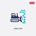 Two color demolition vector icon from construction concept. isolated blue demolition vector sign symbol can be use for web, mobile