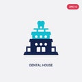 Two color dental house vector icon from dentist concept. isolated blue dental house vector sign symbol can be use for web, mobile