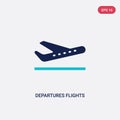 Two color departures flights vector icon from airport terminal concept. isolated blue departures flights vector sign symbol can be