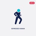 Two color depressed human vector icon from feelings concept. isolated blue depressed human vector sign symbol can be use for web, Royalty Free Stock Photo