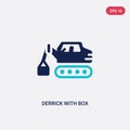 Two color derrick with box vector icon from construction concept. isolated blue derrick with box vector sign symbol can be use for Royalty Free Stock Photo