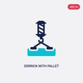 Two color derrick with pallet vector icon from construction concept. isolated blue derrick with pallet vector sign symbol can be Royalty Free Stock Photo