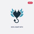 Two color devil heart with wings vector icon from shapes concept. isolated blue devil heart with wings vector sign symbol can be Royalty Free Stock Photo