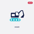 Two color digger vector icon from history concept. isolated blue digger vector sign symbol can be use for web, mobile and logo.