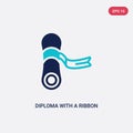 Two color diploma with a ribbon vector icon from education concept. isolated blue diploma with a ribbon vector sign symbol can be Royalty Free Stock Photo