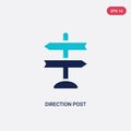 Two color direction post vector icon from airport terminal concept. isolated blue direction post vector sign symbol can be use for Royalty Free Stock Photo