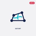 Two color distort vector icon from geometric figure concept. isolated blue distort vector sign symbol can be use for web, mobile