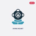 Two color diving helmet vector icon from nautical concept. isolated blue diving helmet vector sign symbol can be use for web, Royalty Free Stock Photo