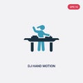 Two color dj hand motion vector icon from music concept. isolated blue dj hand motion vector sign symbol can be use for web,