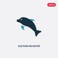 Two color dolphin on water waves vector icon from summer concept. isolated blue dolphin on water waves vector sign symbol can be Royalty Free Stock Photo