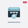 Two color domain registration vector icon from search engine optimization concept. isolated blue domain registration vector sign