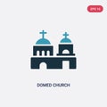 Two color domed church vector icon from monuments concept. isolated blue domed church vector sign symbol can be use for web,