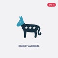 Two color donkey americal political vector icon from political concept. isolated blue donkey americal political vector sign symbol