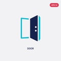 Two color door vector icon from furniture concept. isolated blue door vector sign symbol can be use for web, mobile and logo. eps