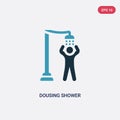 Two color dousing shower vector icon from sauna concept. isolated blue dousing shower vector sign symbol can be use for web, Royalty Free Stock Photo