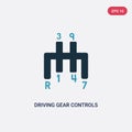 Two color driving gear controls vector icon from mechanicons concept. isolated blue driving gear controls vector sign symbol can Royalty Free Stock Photo