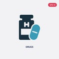 Two color drugs vector icon from medical concept. isolated blue drugs vector sign symbol can be use for web, mobile and logo. eps