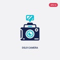 Two color dslr camera vector icon from cinema concept. isolated blue dslr camera vector sign symbol can be use for web, mobile and