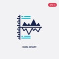 Two color dual chart vector icon from business concept. isolated blue dual chart vector sign symbol can be use for web, mobile and