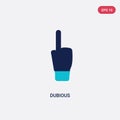 Two color dubious vector icon from gestures concept. isolated blue dubious vector sign symbol can be use for web, mobile and logo