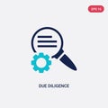 Two color due diligence vector icon from human resources concept. isolated blue due diligence vector sign symbol can be use for