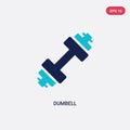 Two color dumbell vector icon from free time concept. isolated blue dumbell vector sign symbol can be use for web, mobile and logo