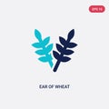 Two color ear of wheat vector icon from food concept. isolated blue ear of wheat vector sign symbol can be use for web, mobile and Royalty Free Stock Photo