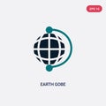 Two color earth gobe vector icon from maps and flags concept. isolated blue earth gobe vector sign symbol can be use for web,