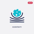 Two color eccentricity vector icon from astronomy concept. isolated blue eccentricity vector sign symbol can be use for web,