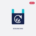 Two color ecologic bag vector icon from ecology and environment concept. isolated blue ecologic bag vector sign symbol can be use