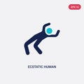 Two color ecstatic human vector icon from feelings concept. isolated blue ecstatic human vector sign symbol can be use for web,