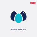 Two color eggs sillhouettes vector icon from food concept. isolated blue eggs sillhouettes vector sign symbol can be use for web,
