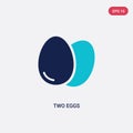 Two color two eggs vector icon from food concept. isolated blue two eggs vector sign symbol can be use for web, mobile and logo. Royalty Free Stock Photo